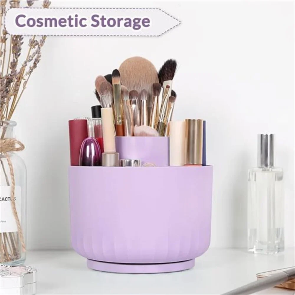 rotating desk organizer pen pencil holder 360 degree desktop storage purple